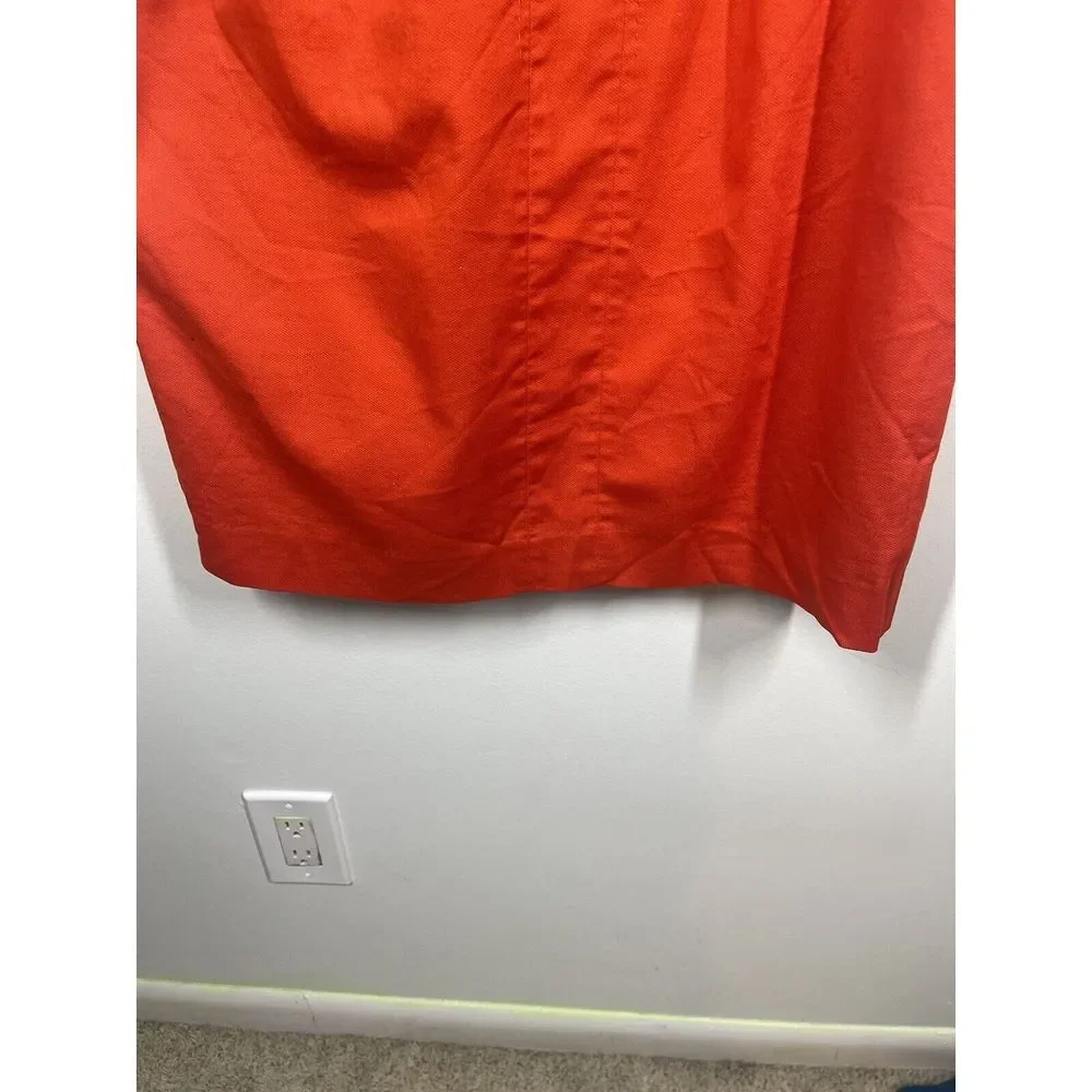 Tory Burch Leena Sleeveless Orange Lined Sheath Dress Side Zip Pockets Size‎ 4